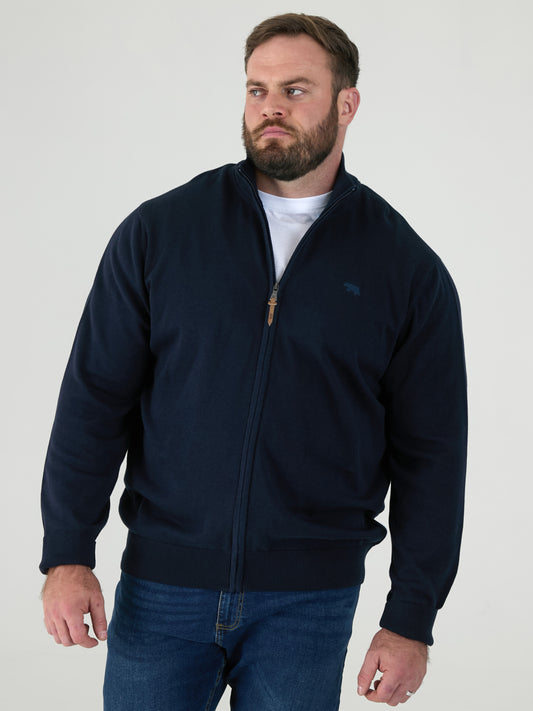 FRANCO 2 -D555 Navy Blue Classic Zip Through Knitted Sweater
