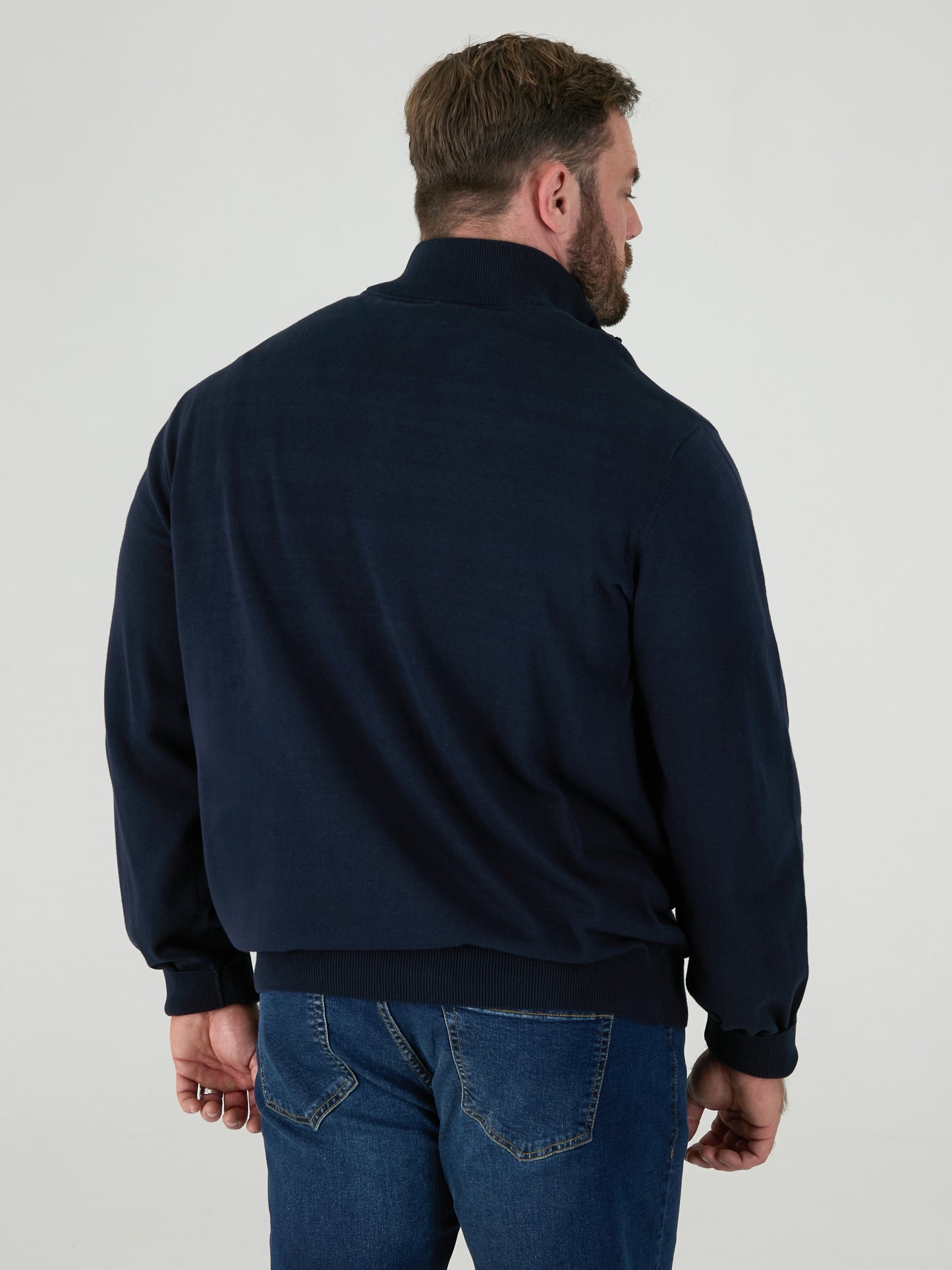 FRANCO 2 -D555 Navy Blue Classic Zip Through Knitted Sweater