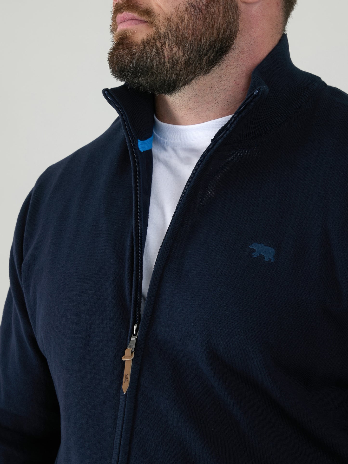 FRANCO 2 -D555 Navy Blue Classic Zip Through Knitted Sweater