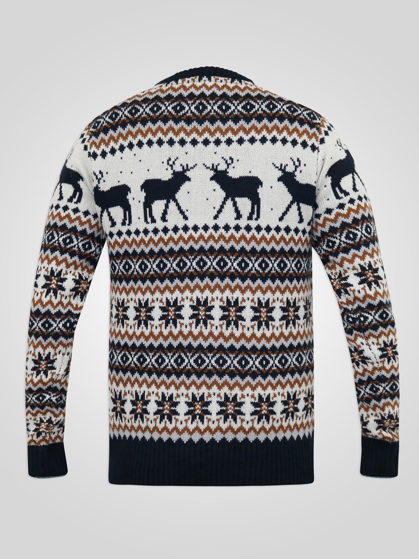 ANTLER -D555 Navy/Ecru Crew Neck Reindeer Xmas Sweater