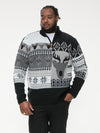 ICICLE -D555 Black 1/4 Zip Neck Stag Xmas Sweater