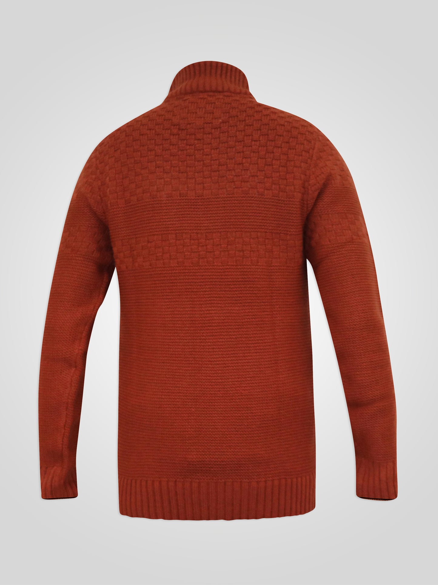 KELTON -D555 Rust Brown 1/4 Zip Neck Jacquard Knitted Jumper