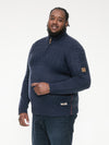 YATES -D555 Navy Blue 1/4 Zip Neck Jacquard Knitted Jumper