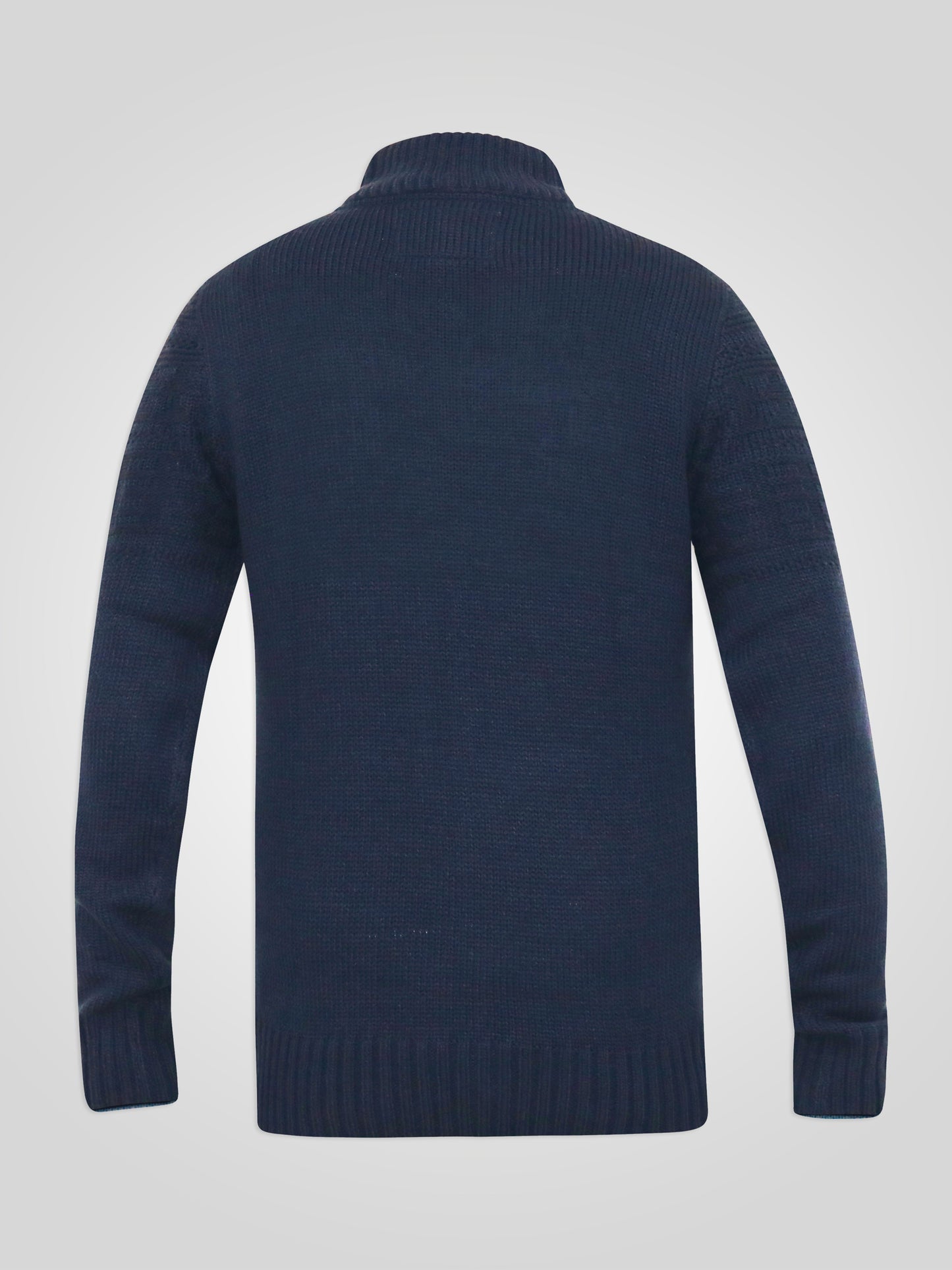 YATES -D555 Navy Blue 1/4 Zip Neck Jacquard Knitted Jumper