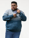 RUDDINGTON -D555 Blue 1/4 Zip Neck Fairisle Jumper with Bonded Check Lining