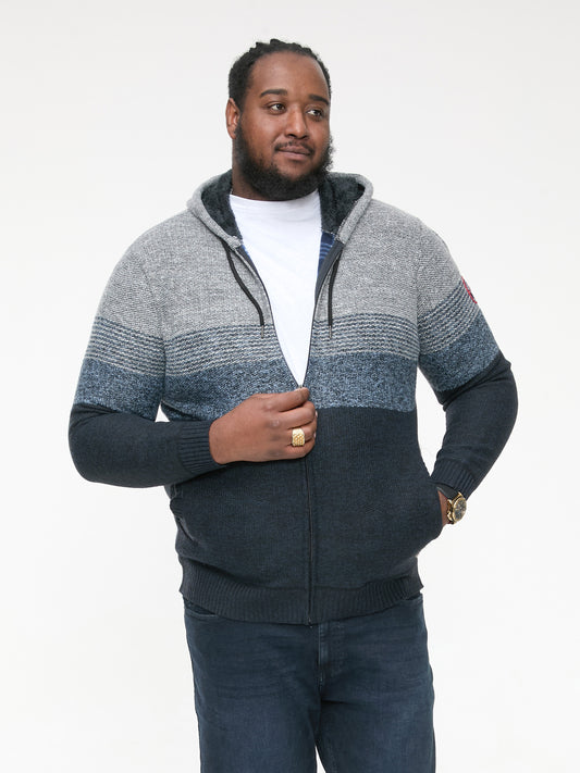 LANGAR -D555 Navy Blue Bonded Knitted Hoody