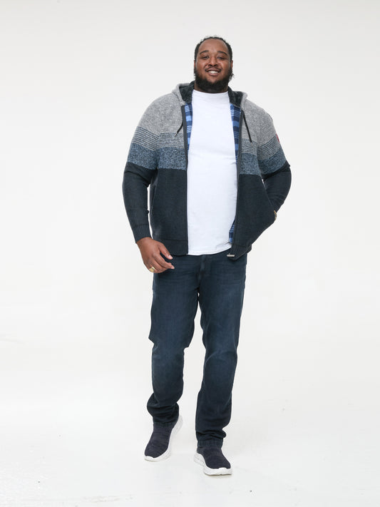 LANGAR -D555 Navy Blue Bonded Knitted Hoody
