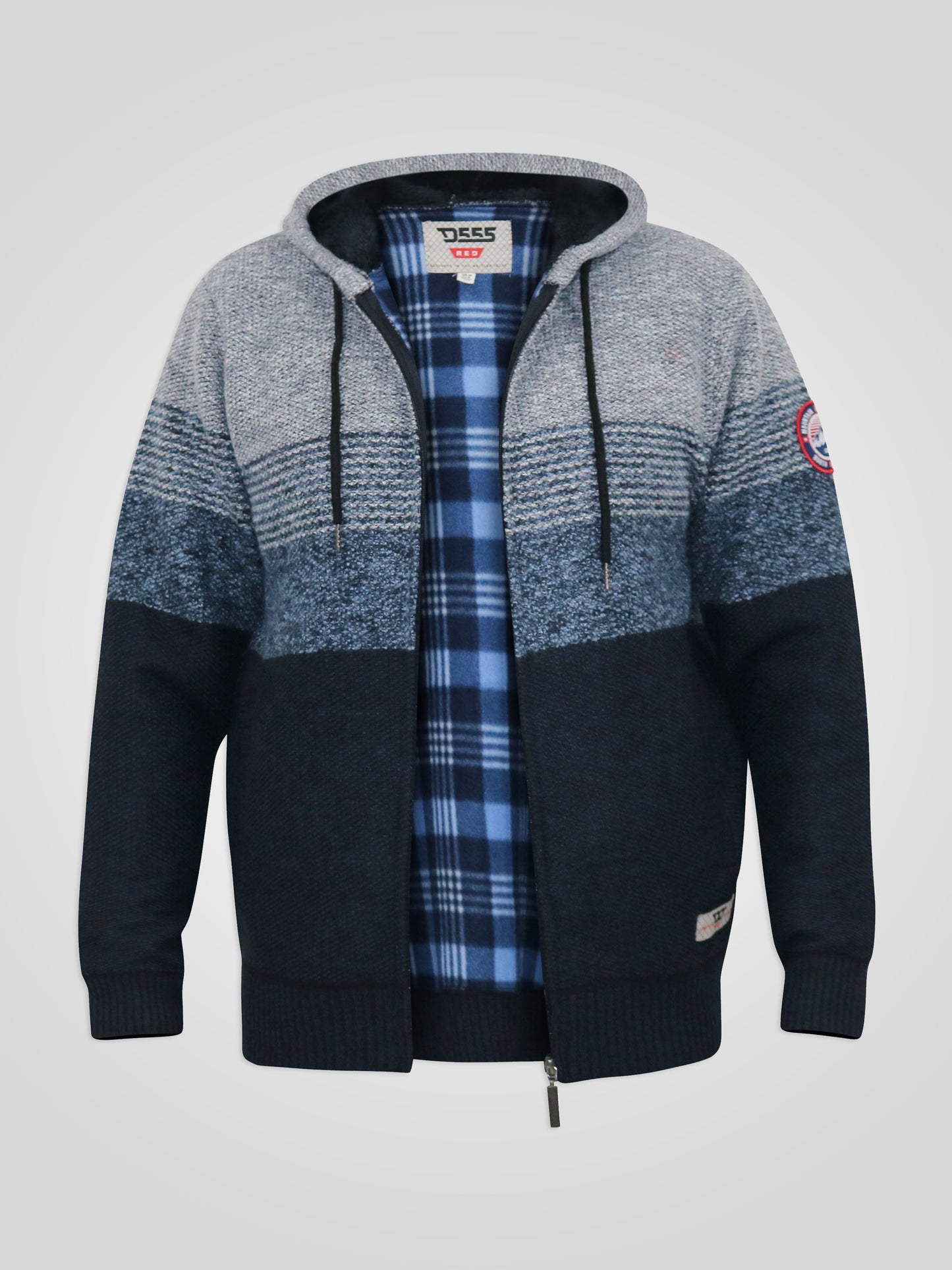 LANGAR -D555 Navy Blue Bonded Knitted Hoody