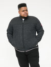 ABERDARE 2 -D555 Charcoal Marl Bonded Check Lined Knitted Zip Through Sweater