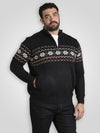 EDINSON -D555 Navy Blue Marl 1/4 Zip Knitted Fairisle Bonded Check Lining Jumper