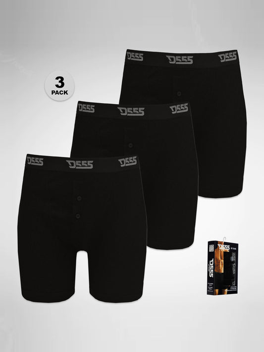 DRIVER 2 -D555 Black Pack Of 3 Cotton Boxer Short