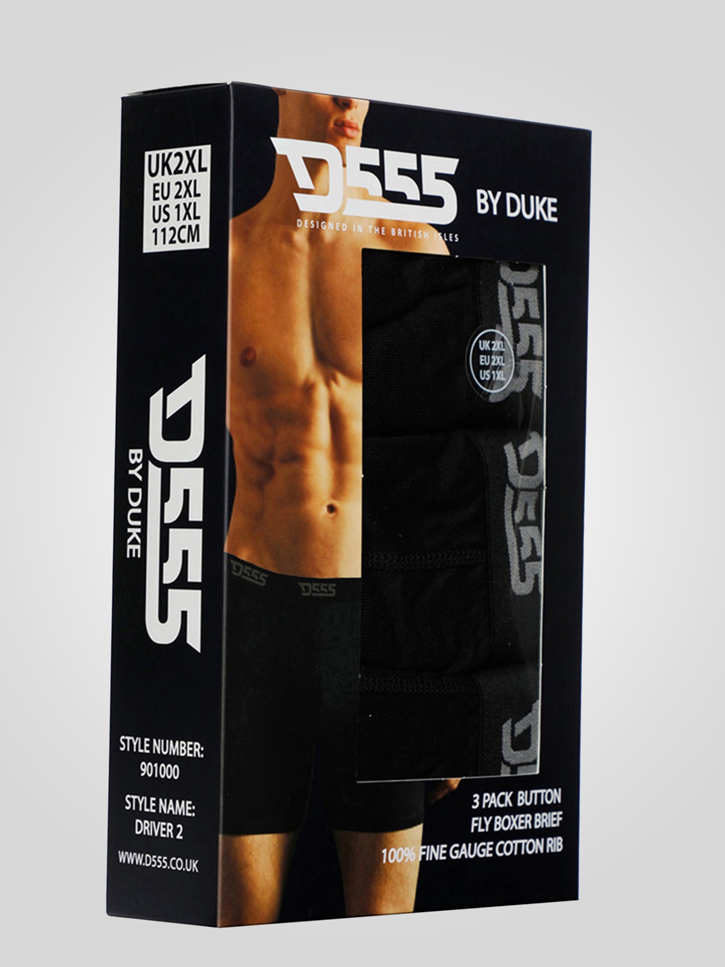 DRIVER 2 -D555 Black Pack Of 3 Cotton Boxer Short