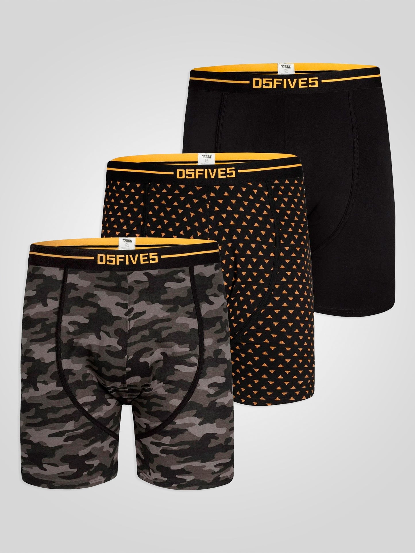 SYLVESTER -D555 Black Pack Of 3 Cotton Stretch Printed Boxer Shorts