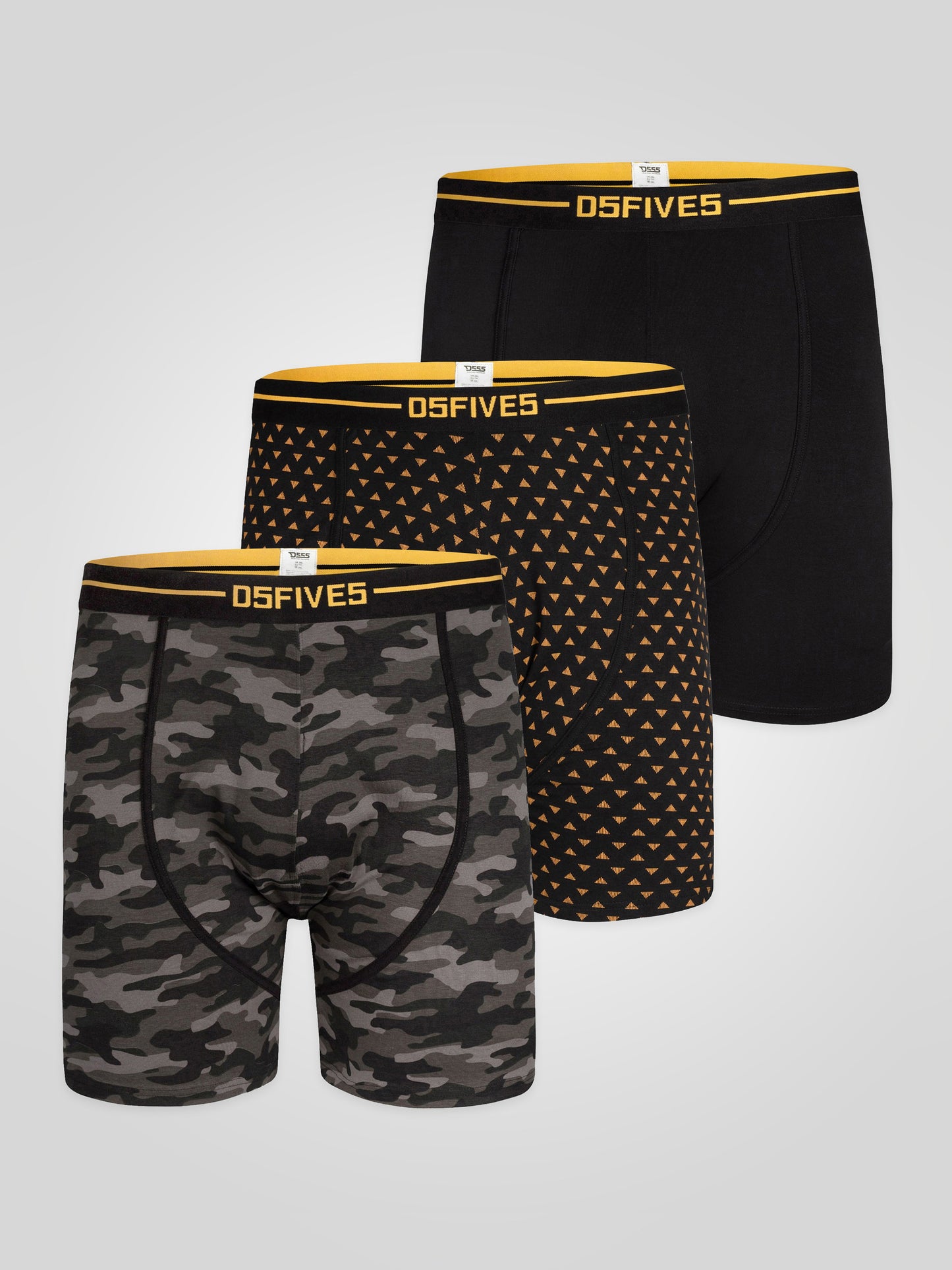 SYLVESTER -D555 Black Pack Of 3 Cotton Stretch Printed Boxer Shorts