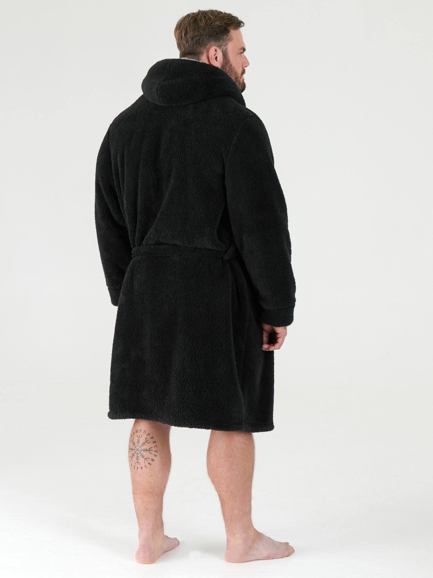 NEWQUAY 1 -D555 Black Super Soft Dressing Gown with Hood