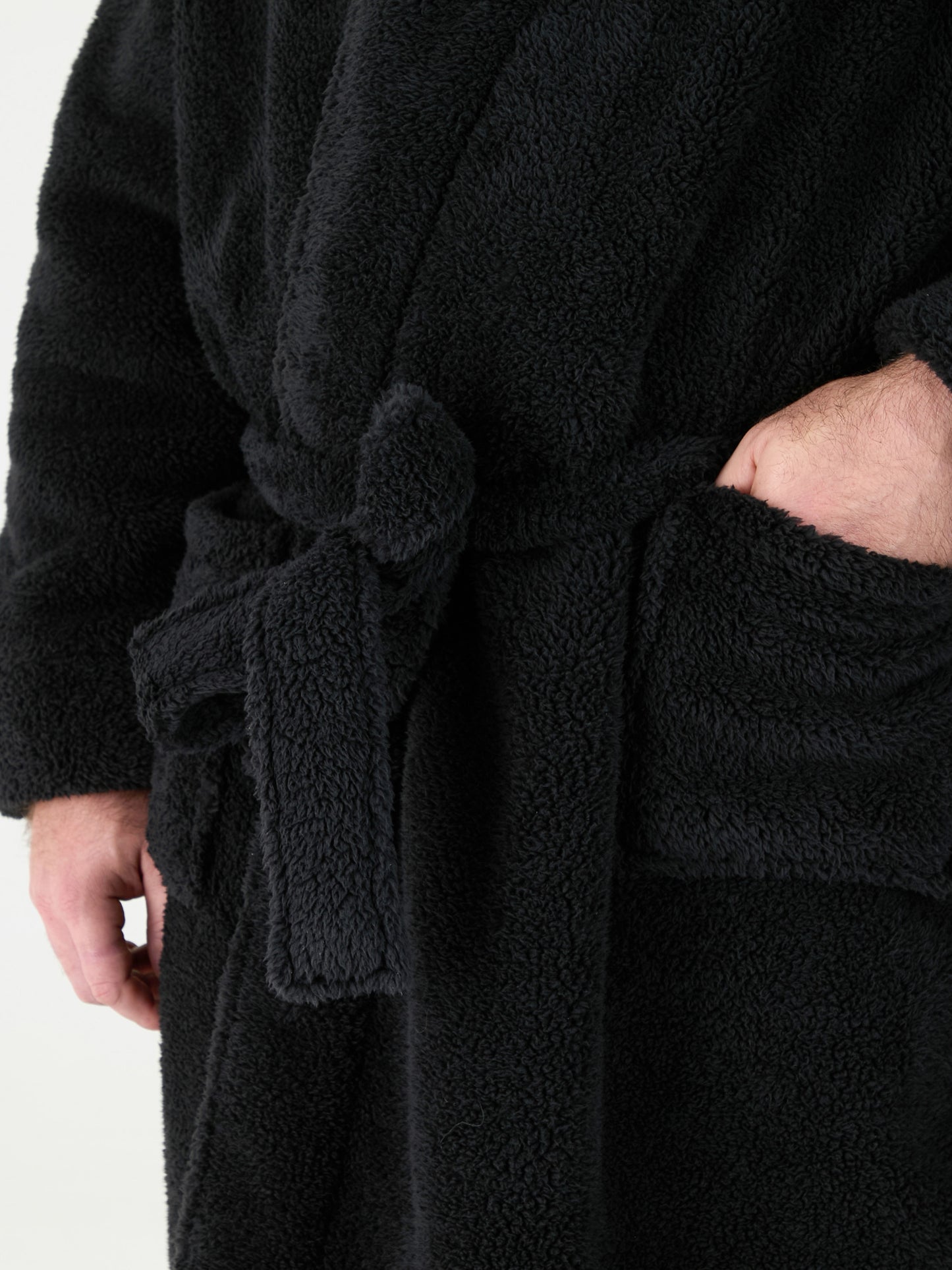 NEWQUAY 1 -D555 Black Super Soft Dressing Gown with Hood