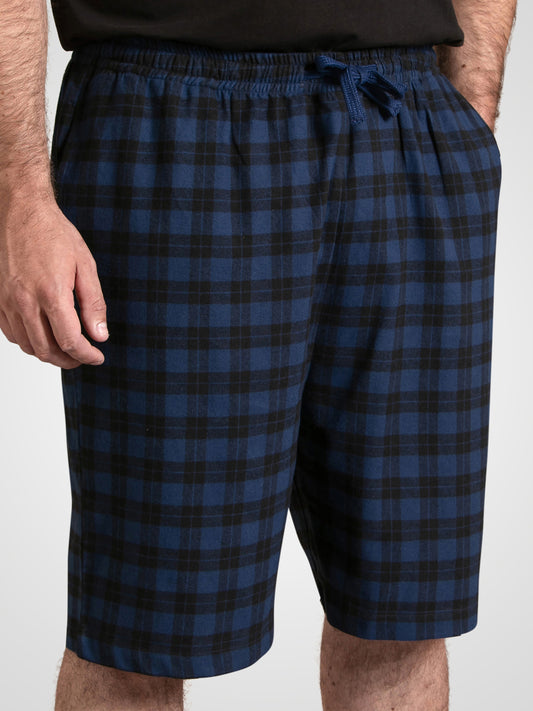 EASTBOURNE -D555 Navy Blue Check Navy Check Loungewear Shorts