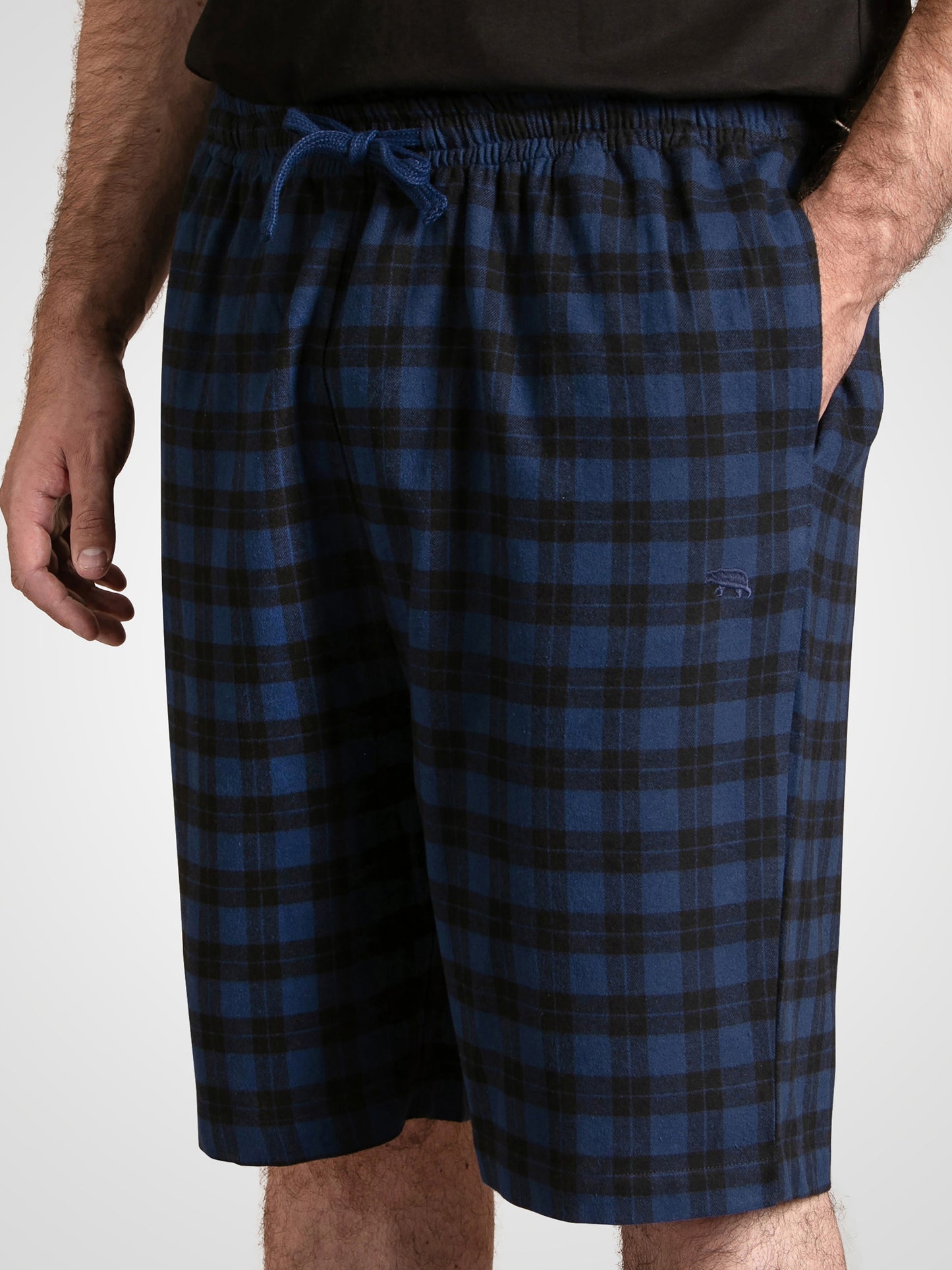 EASTBOURNE -D555 Navy Blue Check Navy Check Loungewear Shorts