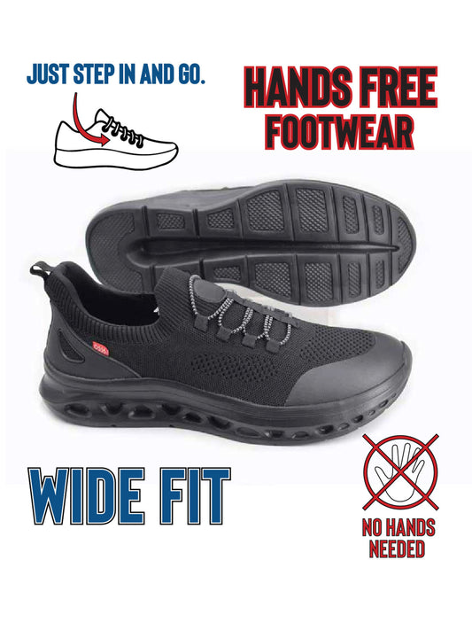 ALFRETON 1 -D555 Black Kingsize Hands Free Shoes with Knitted Top