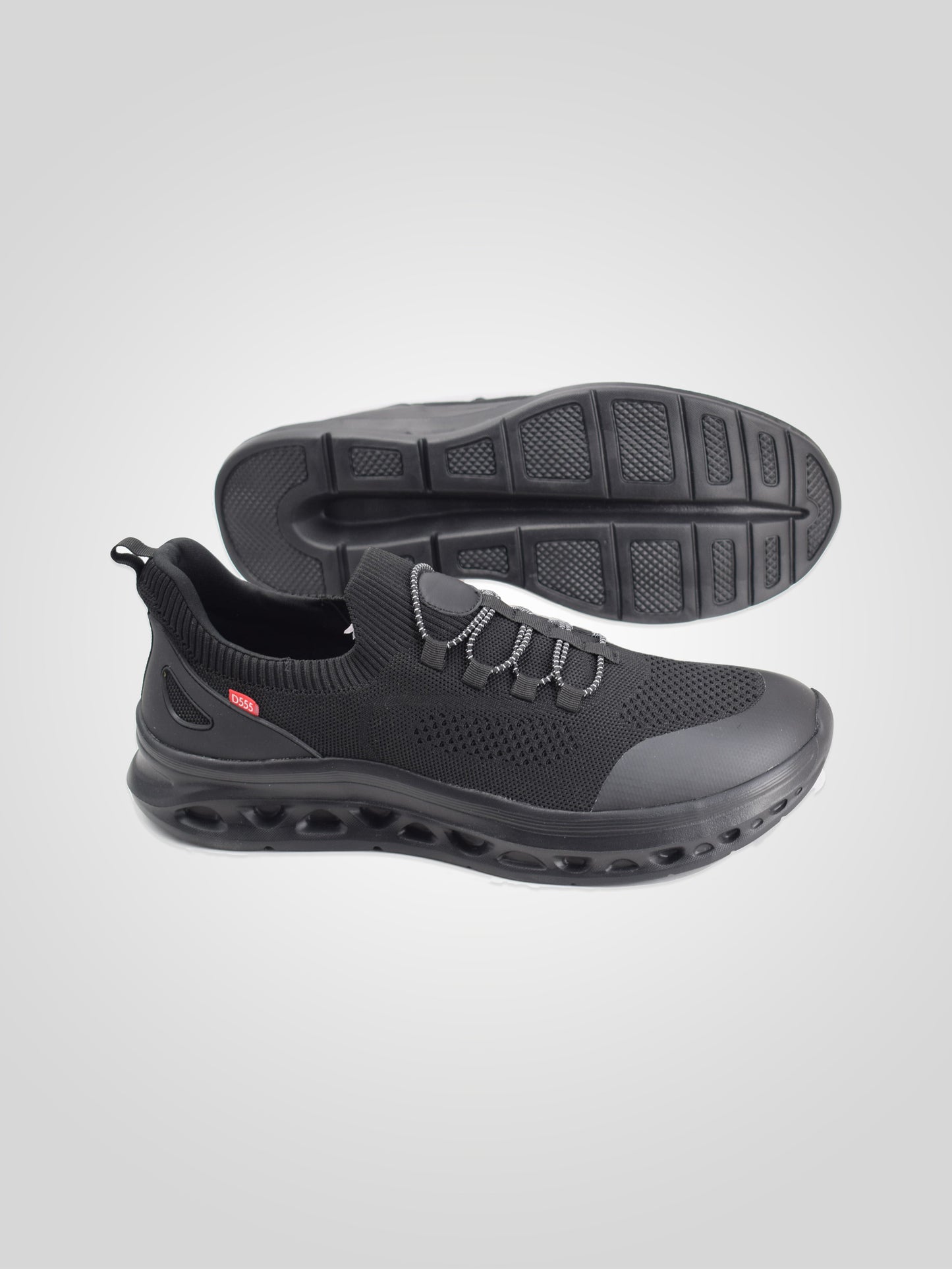 ALFRETON 1 -D555 Black Kingsize Hands Free Shoes with Knitted Top