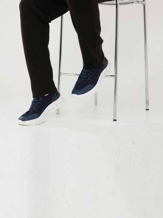 ALFRETON 2 -D555 Navy Blue Kingsize Hands Free Shoes with Knitted Top