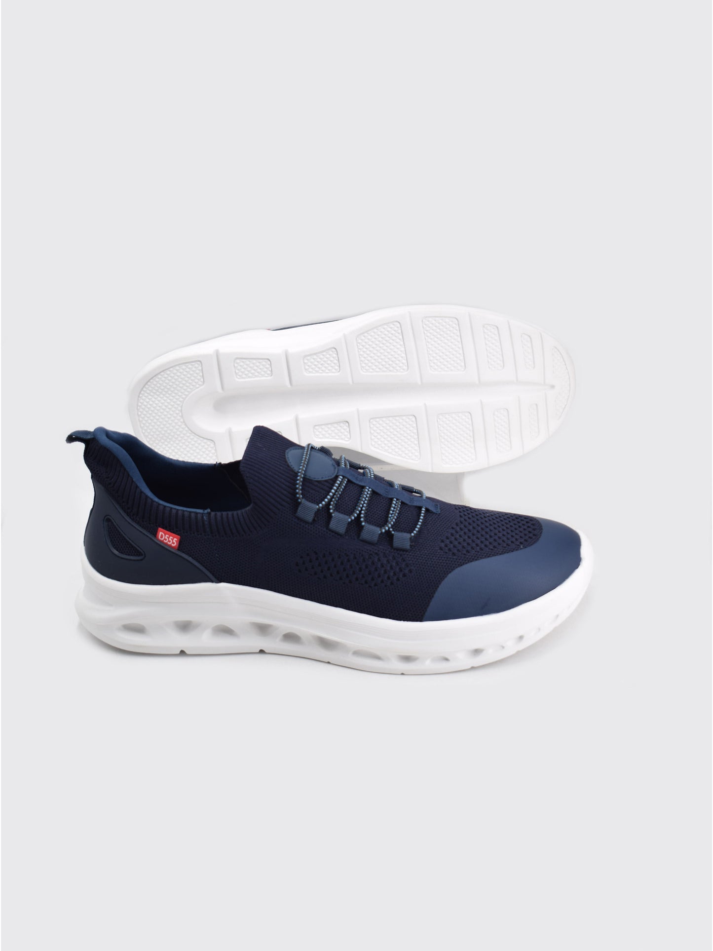 ALFRETON 2 -D555 Navy Blue Kingsize Hands Free Shoes with Knitted Top