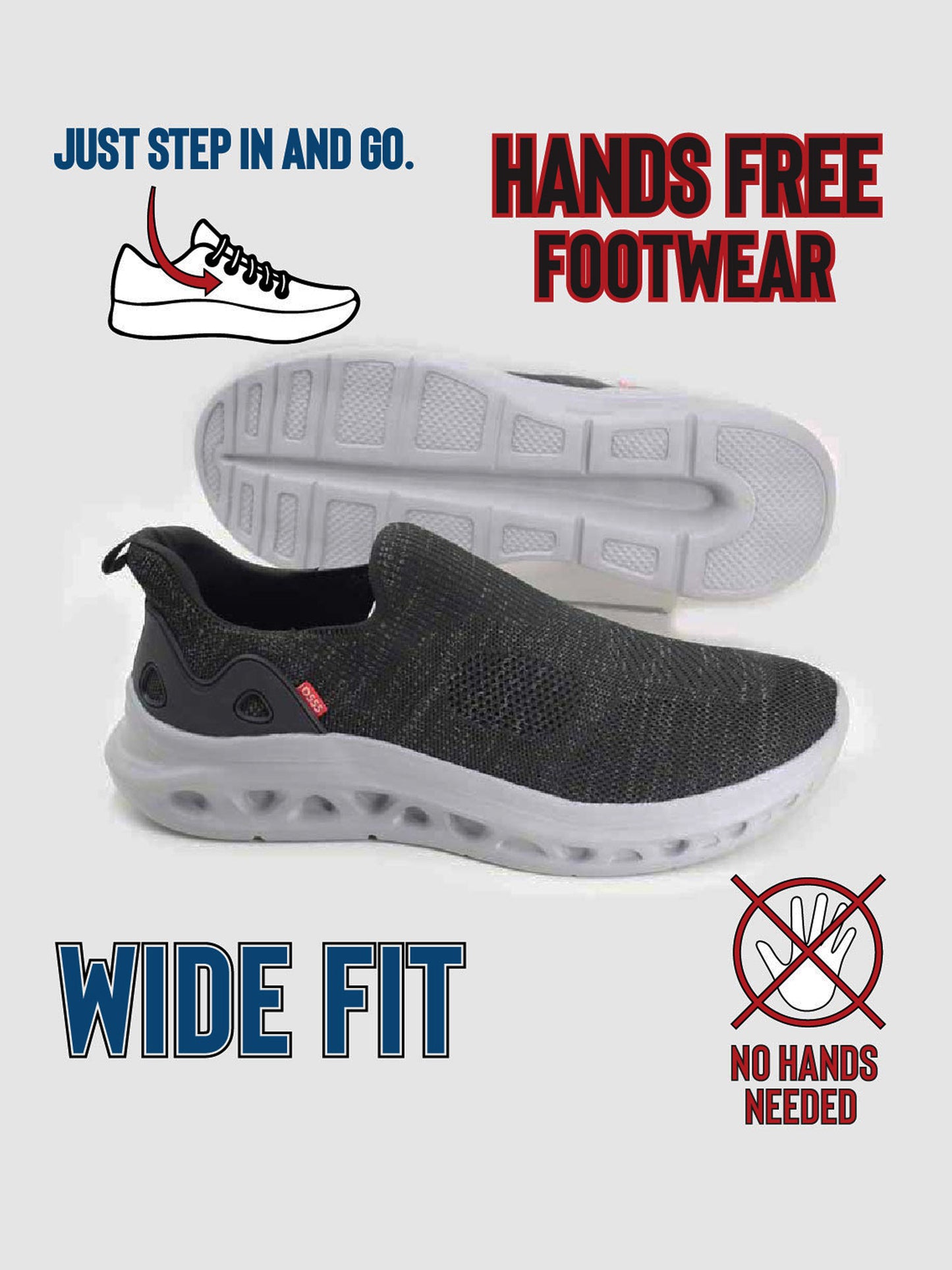BLYTH 1 -D555 Black Kingsize Hands Free Shoes with Knitted Top