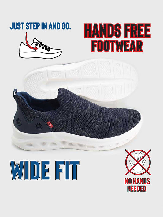 BLYTH 2 -D555 Navy Blue Kingsize Hands Free Shoes with Knitted Top
