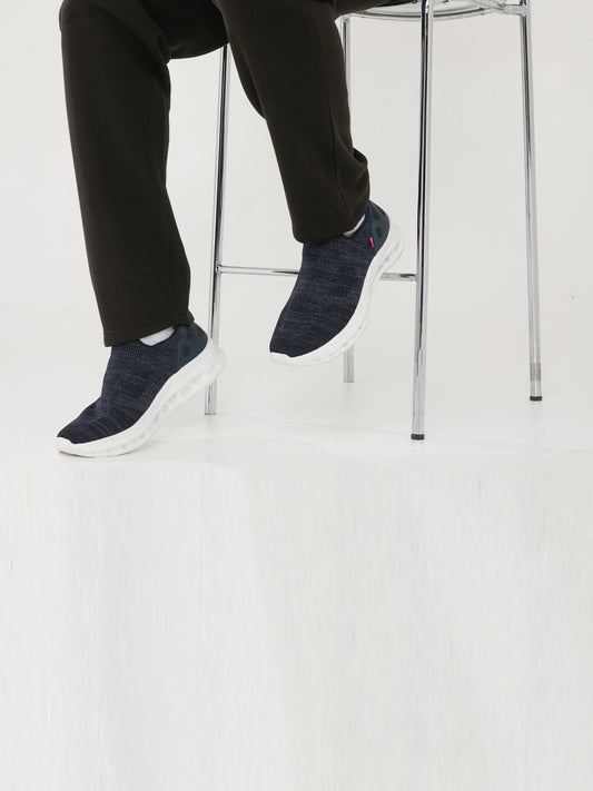 BLYTH 2 -D555 Navy Blue Kingsize Hands Free Shoes with Knitted Top