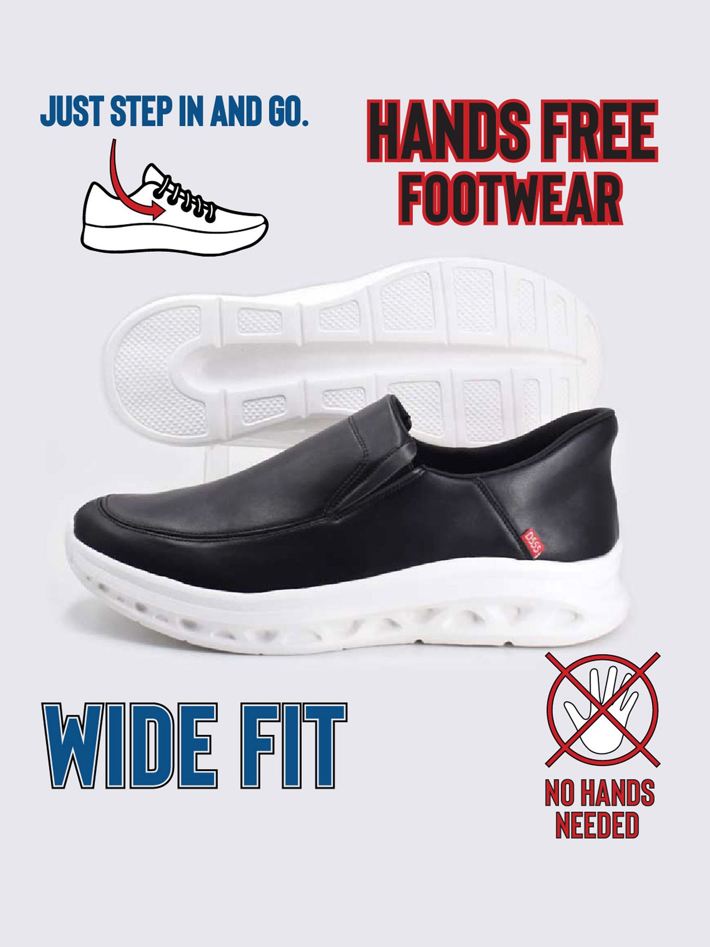 CARLISLE 2 -D555 Black Kingsize Hands Free Shoes