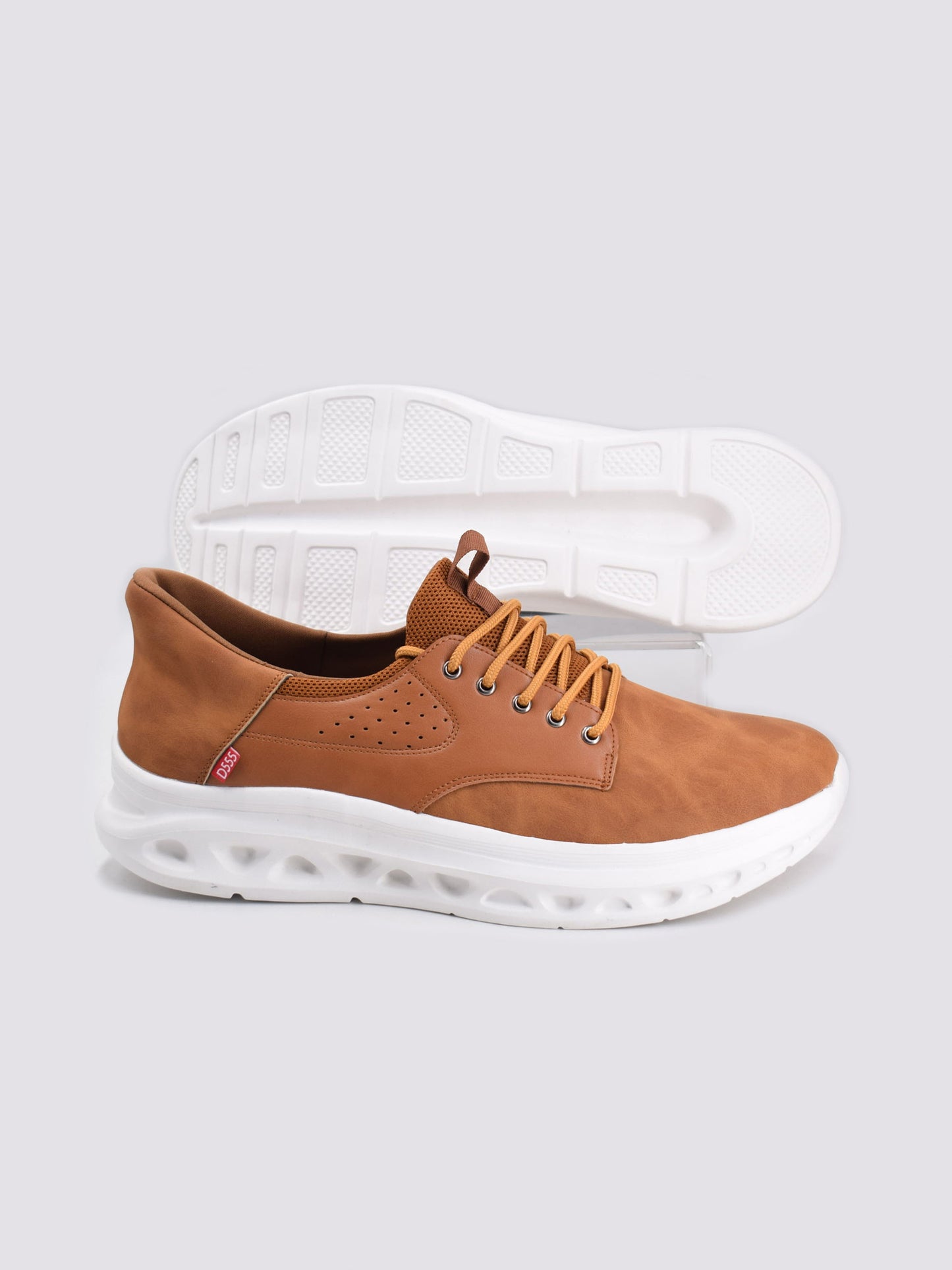 DARTFORD 1 -D555 Tan Brown Kingsize Hands Free Shoes with Pu & Faux Suede Top