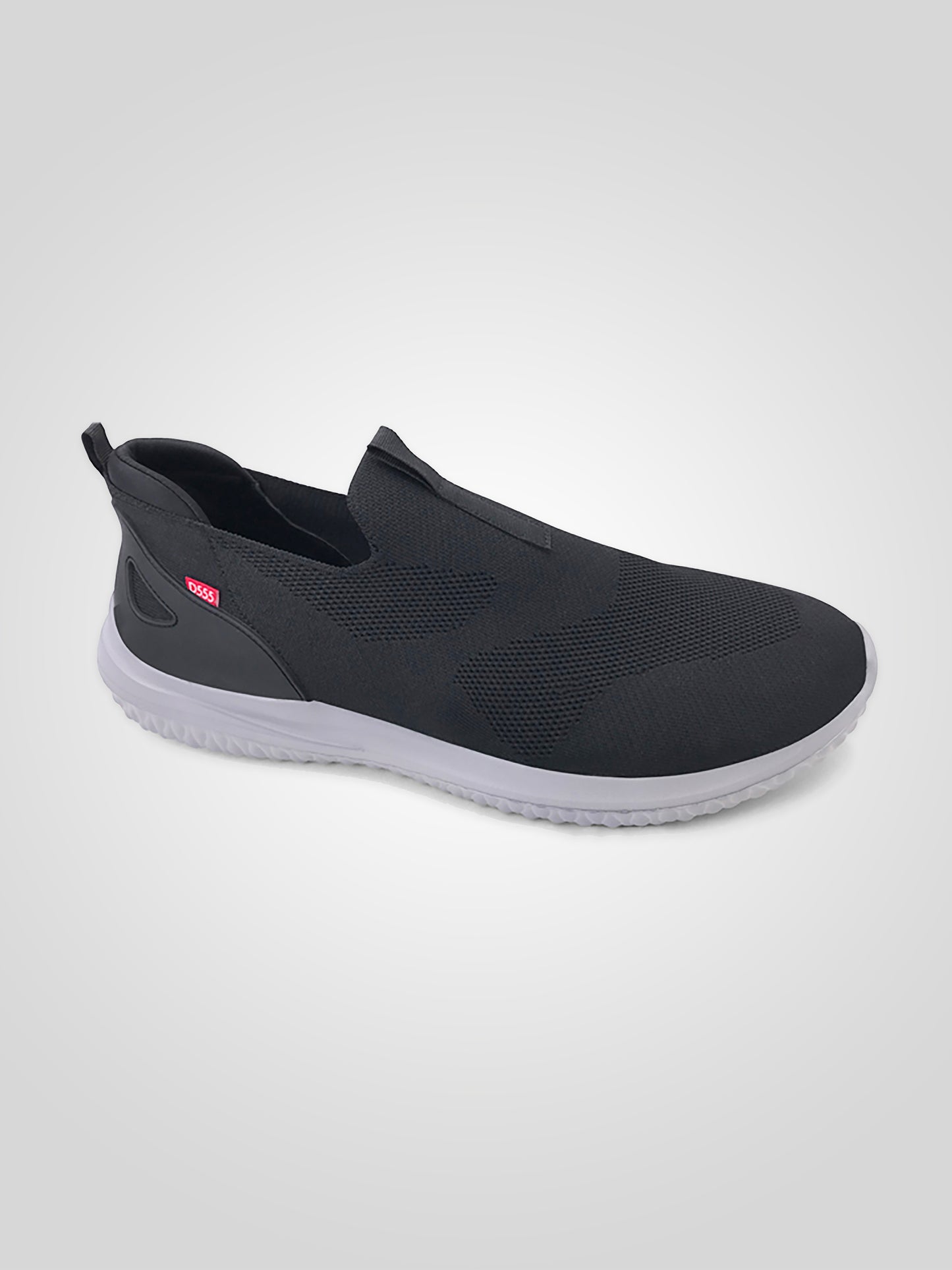 HUDDERSFIELD 1 -D555 Black Kingsize Hands Free Slip On Shoes with Knitted Top