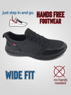 DONCASTER 1 -D555 Black Kingsize Hands Free Shoes with Pu & Faux Laces