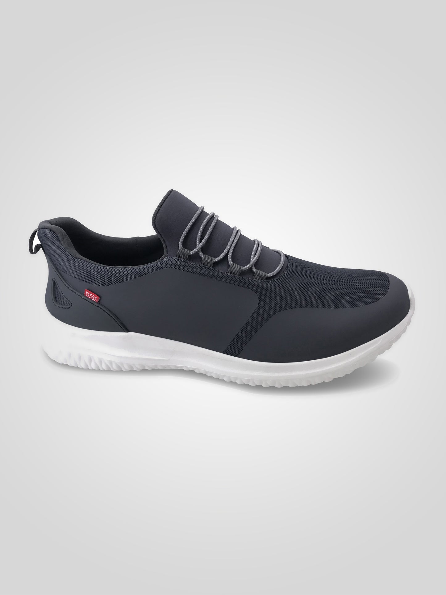 DONCASTER 2 -D555 Dark Grey Kingsize Hands Free Shoes with Pu & Faux Laces