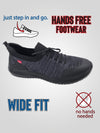 AYLESBURY 1 -D555 Black Marl Kingsize Hands Free Knitted Shoes Faux Laces