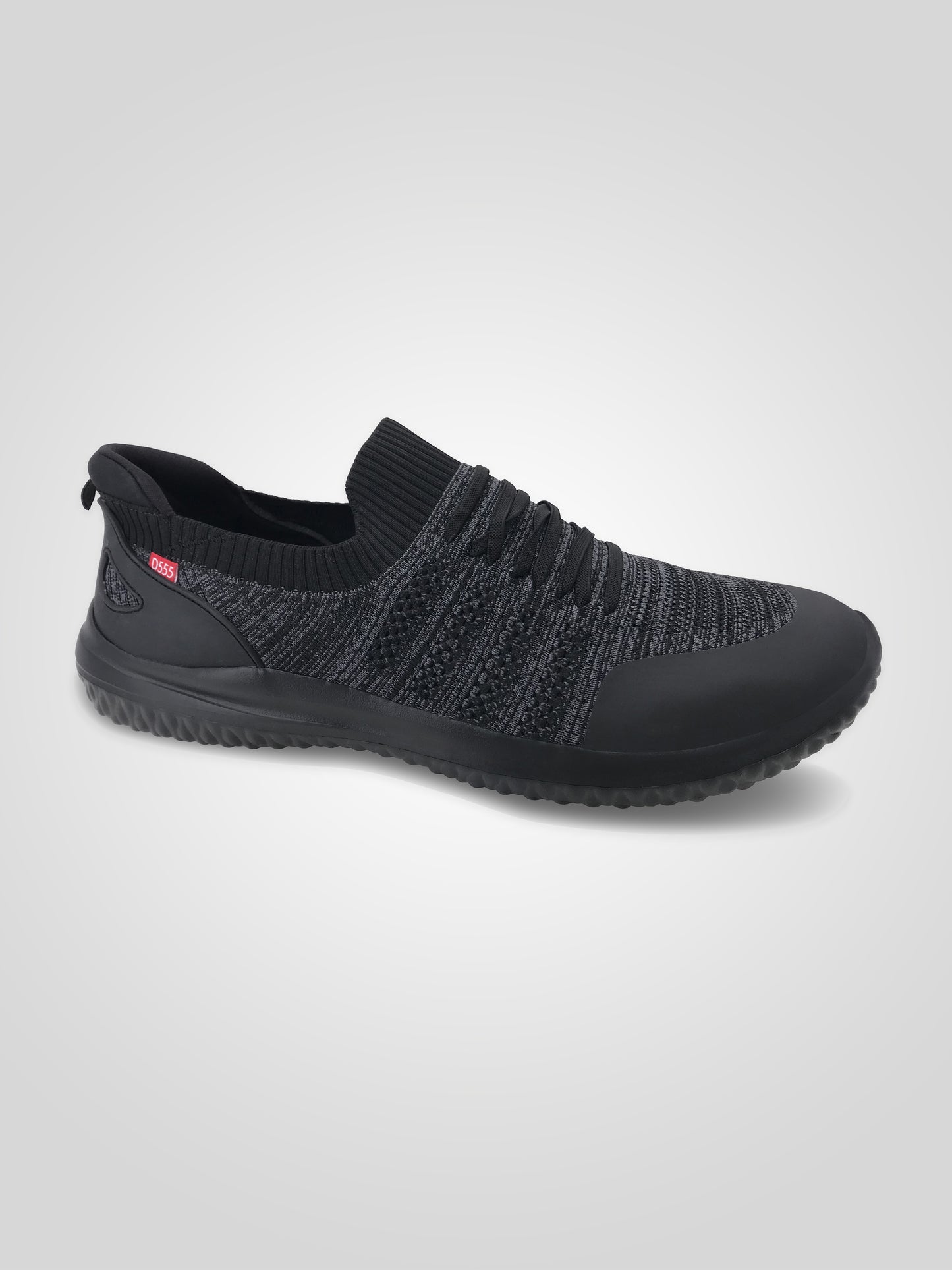 AYLESBURY 1 -D555 Black Marl Kingsize Hands Free Knitted Shoes Faux Laces