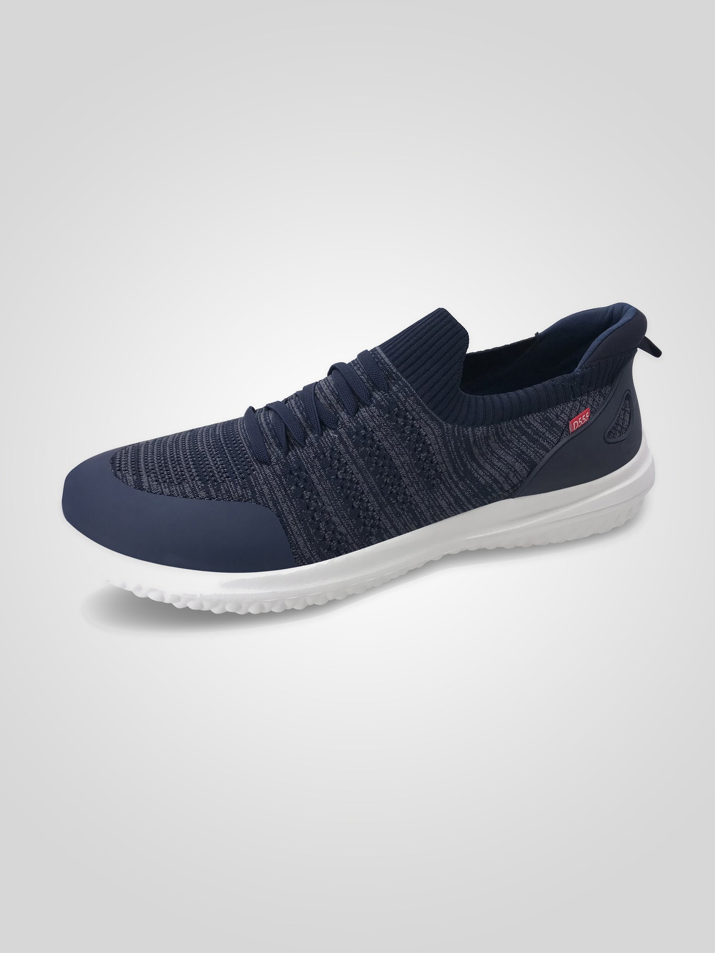AYLESBURY 2 -D555 Navy Blue Marl Kingsize Hands Free Knitted Shoes Faux Laces