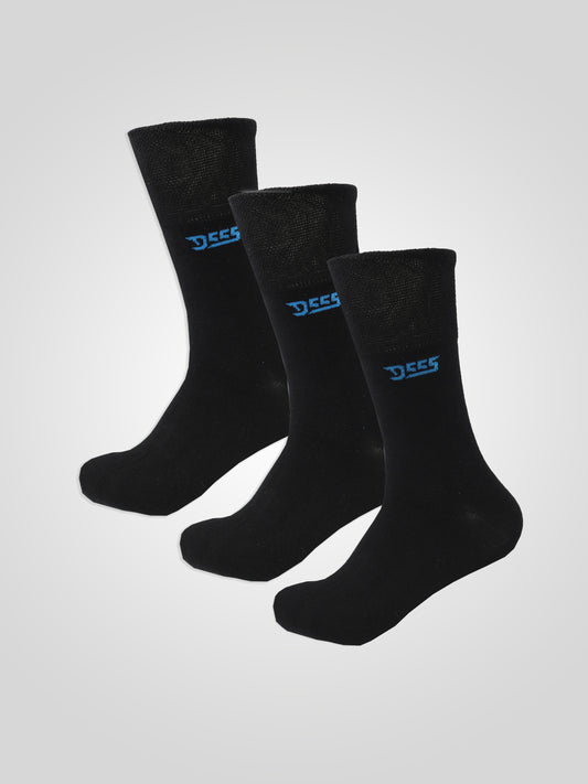HAROLD 1 -D555 Black Pack Of 3 Extra Wide Comfort Fit Socks
