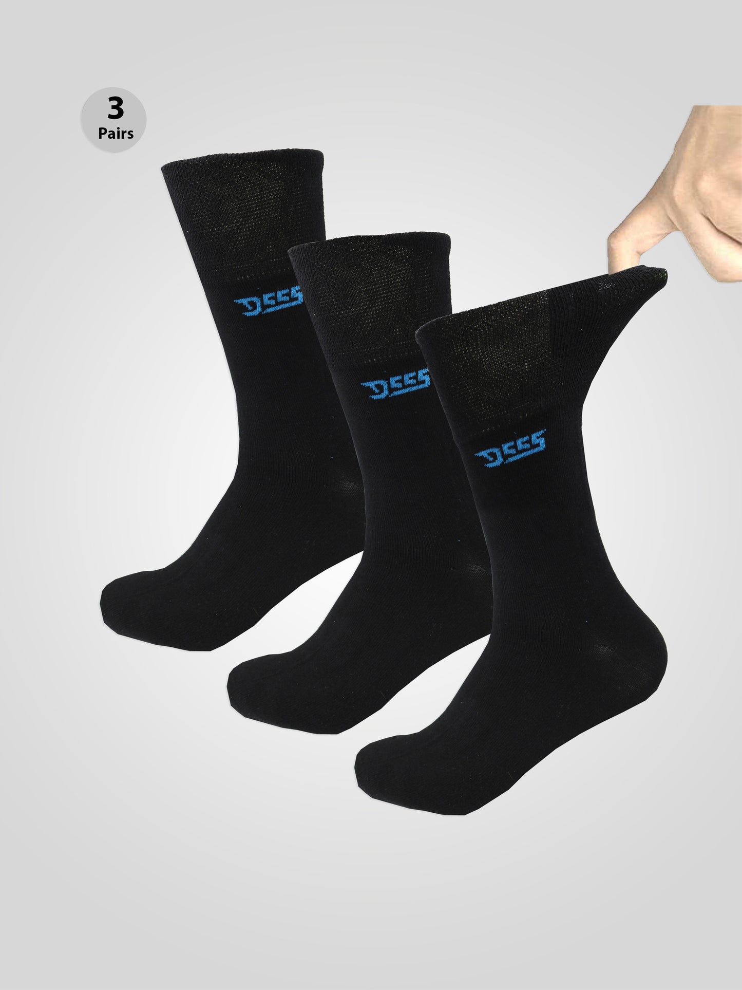 HAROLD 1 -D555 Black Pack Of 3 Extra Wide Comfort Fit Socks