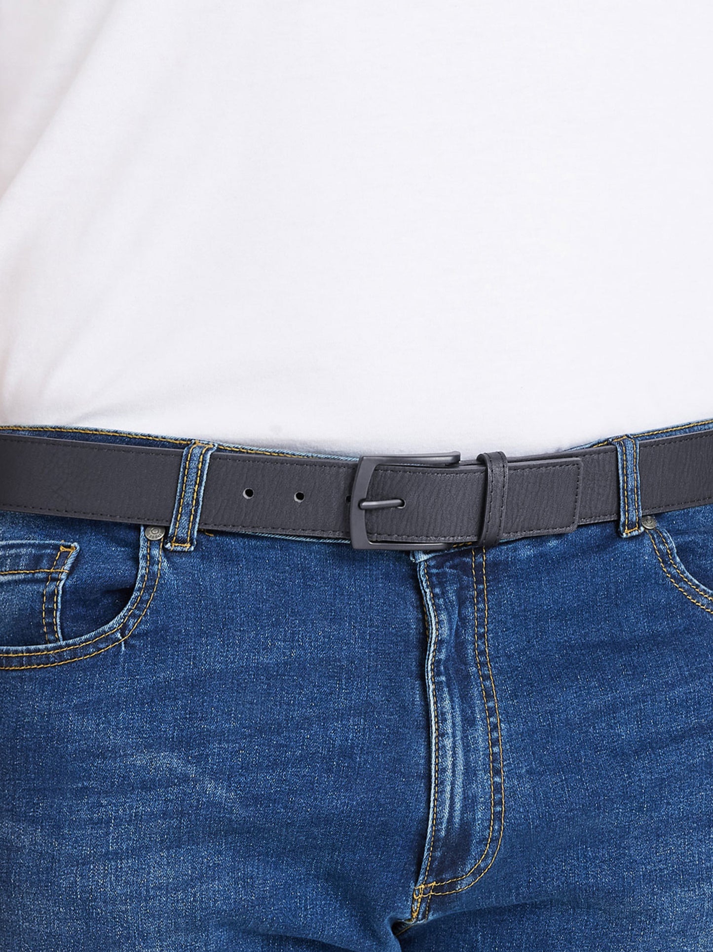 OZZY -D555 Black Matt Black Buckled Belt 3.8Cm Width