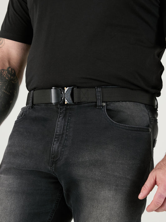DALE 1 -D555 Black Heavy Duty Quick Release Buckle Tactical Stretch Webbing Belt