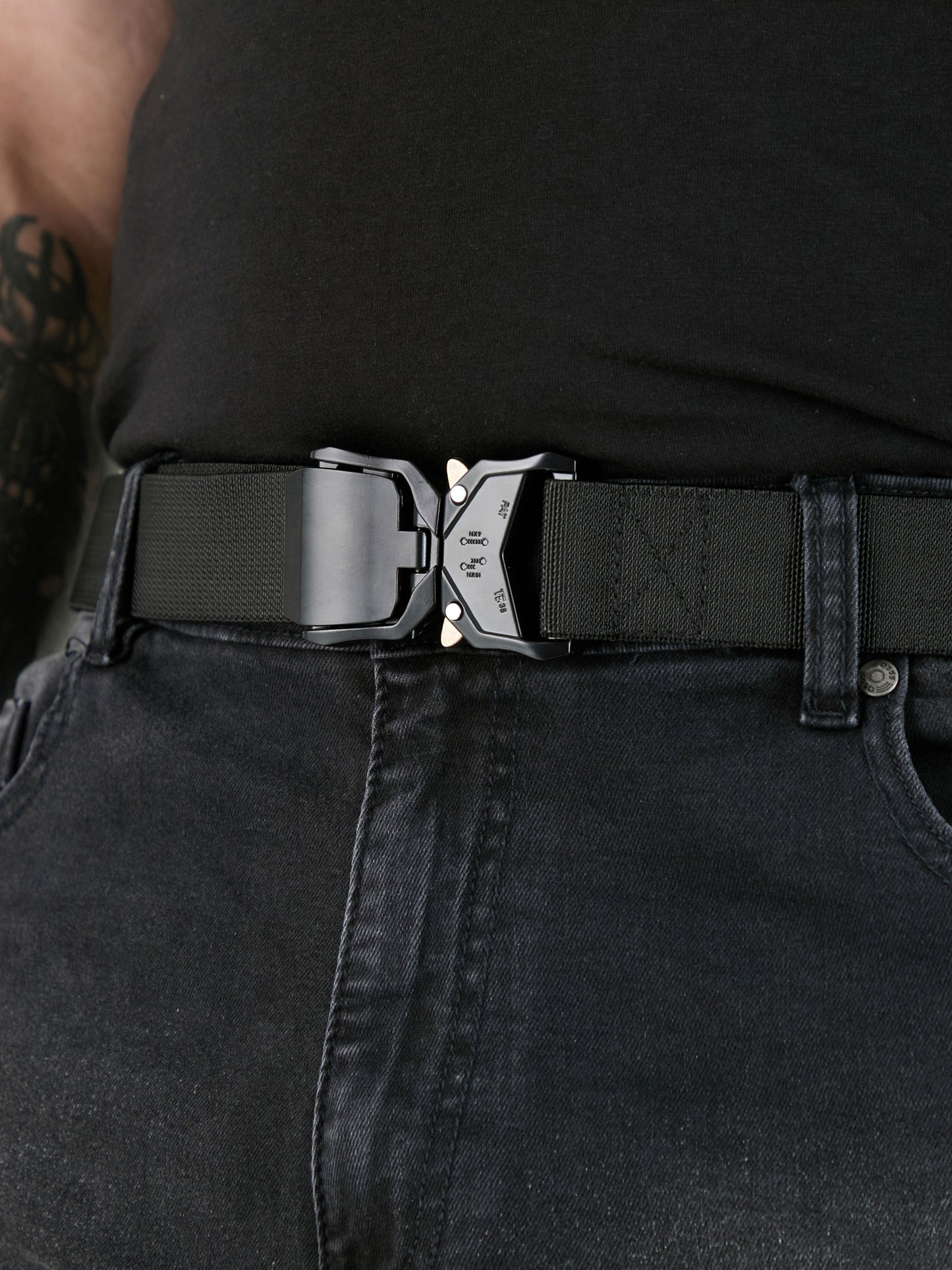 DALE 1 -D555 Black Heavy Duty Quick Release Buckle Tactical Stretch Webbing Belt