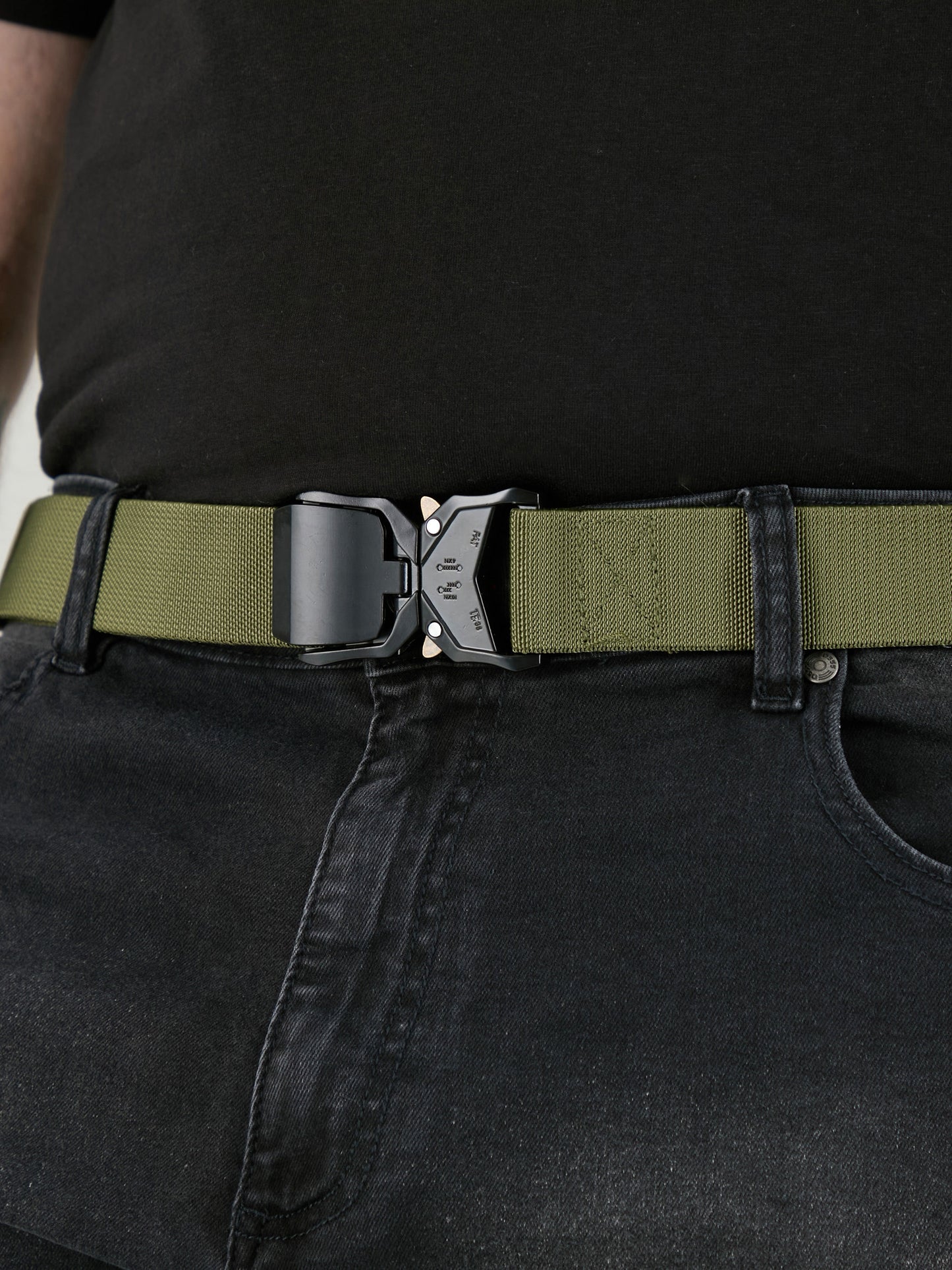 DALE 2 -D555 Khaki Green Heavy Duty Quick Release Buckle Tactical Stretch Belt