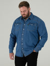 WESTERN -DUKE Blue Stonewash Western Style Long Sleeve Snap Fastening Denim Shirt