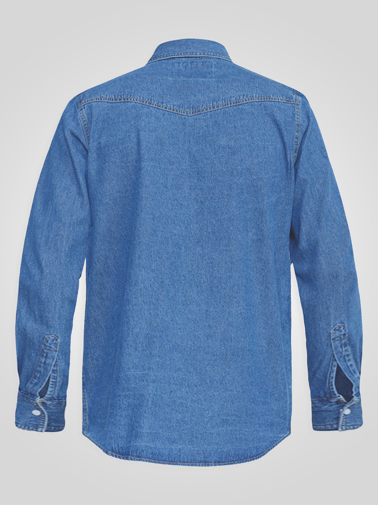 WESTERN -DUKE Blue Stonewash Western Style Long Sleeve Snap Fastening Denim Shirt