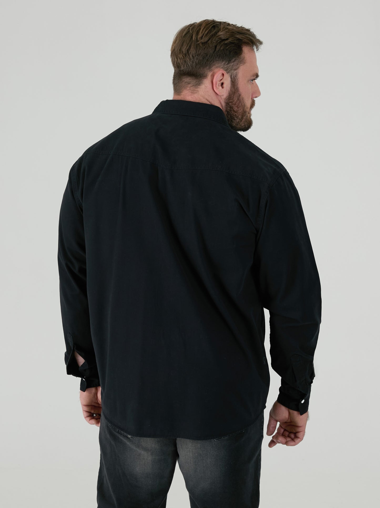 WESTERN -DUKE Black Western Style Long Sleeve Denim Shirt with Snap Fastening