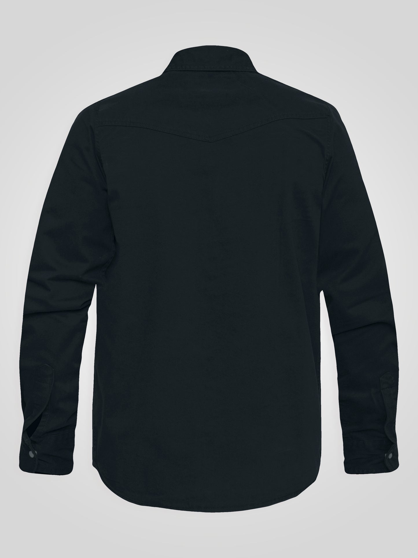 WESTERN -DUKE Black Western Style Long Sleeve Denim Shirt with Snap Fastening