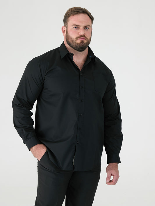 CORBIN -D555 Black Long Sleeve Easy Iron Classic Regular Shirt with Pocket