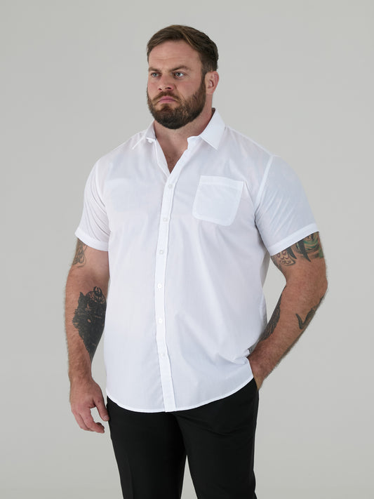 DELMAR -D555 White Short Sleeve Easy Iron Classic Regular Shirt with Pocket