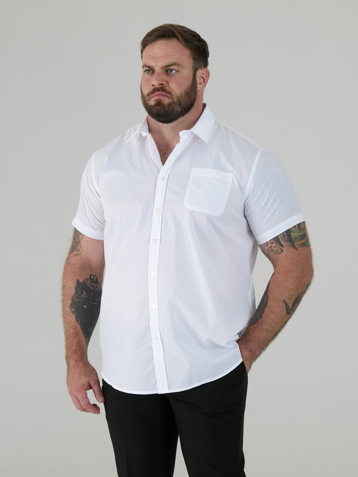 DELMAR -D555 White Short Sleeve Easy Iron Classic Regular Shirt with Pocket